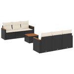 vidaXL Salon de jardin 7 Pièces avec coussins noir résine tressée