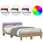 vidaXL Cadre de Lit en Chêne Chêne Artisan Bois Massif 135 x 190 cm