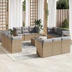 vidaXL Salon de jardin avec coussins 13 Pièces beige résine tressée