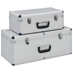 vidaXL Boîtes de rangement 2 Pièces Argenté Aluminium
