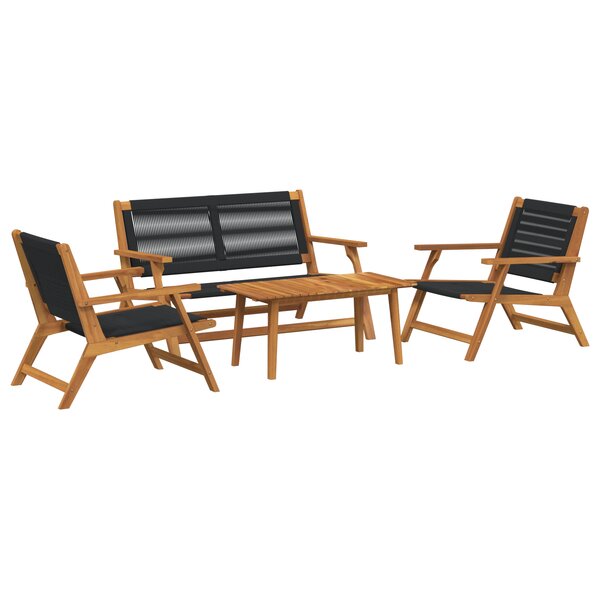 vidaXL Chaises de jardin 4 Pièces Bois d'acacia massif Noir