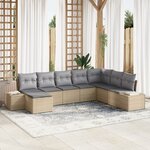 vidaXL Ensemble de canapé de jardin de 8 pièces avec coussins Beige en poly rattan