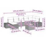 vidaXL Ensemble de canapé de jardin 7 pièces avec coussins en rotin poly brun