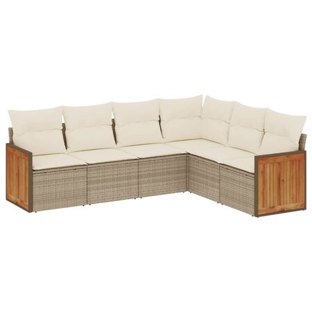 vidaXL Salon de jardin avec coussins 6 Pièces beige résine tressée