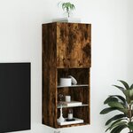 vidaXL Meuble TV avec lumières LED chêne fumé 40 5x30x102 cm