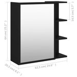 vidaXL Armoire à miroir de salle de bain Noir Bois d’ingénierie