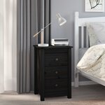 vidaXL Table de chevet Noir 40x35x61 5 cm Bois de pin massif
