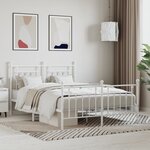 vidaXL Cadre de lit métal avec tête de lit/pied de lit blanc 140x200cm
