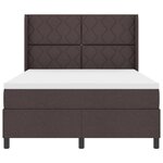 Lit à sommier à ressorts avec matelas et LED Marron Foncé 140x190 cm Tissu