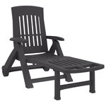 vidaXL Chaise longue pliable avec roues anthracite PP
