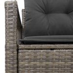 Canapé de jardin 2 places vidaXL avec rangement et coussins en poly rattan gris