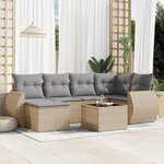 vidaXL Salon de jardin avec coussins 7 Pièces beige résine tressée