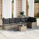 Ensemble de Canapés de Jardin 6 Pièces avec Coussins Noir Poly Rattan