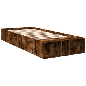 vidaXL Cadre de lit chêne fumé 90x190 cm bois d'ingénierie