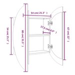 vidaXL Armoire de salle de bain miroir rond et LED Gris 54x54x17 5 cm