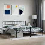 vidaXL Cadre de lit métal avec tête de lit/pied de lit noir 193x203 cm
