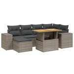 vidaXL Salon de jardin avec coussins 7 Pièces gris résine tressée