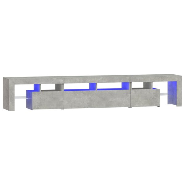 vidaXL Meuble TV avec lumières LED Gris béton 230x36 5x40 cm