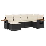 vidaXL Salon de jardin 6 Pièces avec coussins noir résine tressée