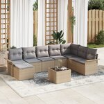vidaXL Ensemble de Canapé de Jardin de 9 pièces avec coussins en Rattan Poly Noir