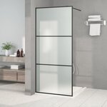 vidaXL Paroi de douche Noir 90x195 cm Verre ESG dépoli