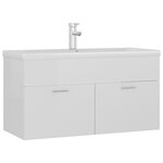 vidaXL Armoire d'évier avec lavabo intégré Blanc brillant Aggloméré