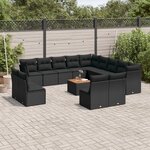 vidaXL Salon de jardin avec coussins 14 Pièces noir résine tressée