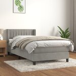 vidaXL Sommier à lattes de lit et matelas Gris clair 90x200 cm Velours