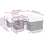 vidaXL Ensemble de Canapés de Jardin de 9 Pièces avec Coussins Gris Rotin Poly