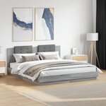 vidaXL Cadre de lit avec LED sans matelas sonoma gris 160x200 cm