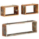 vidaXL Ensemble d'étagère cube 3 Pièces Bois solide de récupération