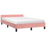 vidaXL Cadre de lit avec tête de lit rose 120x190 cm velours