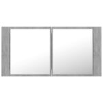 vidaXL Armoire de salle de bain à miroir LED Gris béton Acrylique