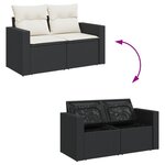 vidaXL Salon de jardin 7 Pièces avec coussins noir résine tressée