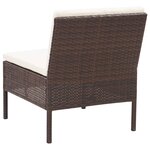 vidaXL Salon de jardin 3 Pièces avec coussins Résine tressée Marron