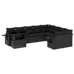 vidaXL Salon de jardin 10 Pièces avec coussins noir résine tressée