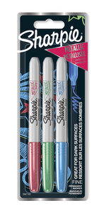 Sharpie metallic marker - 3 marqueurs permanents - rose  vert  bleu métallisé - pointe fine - sous blister