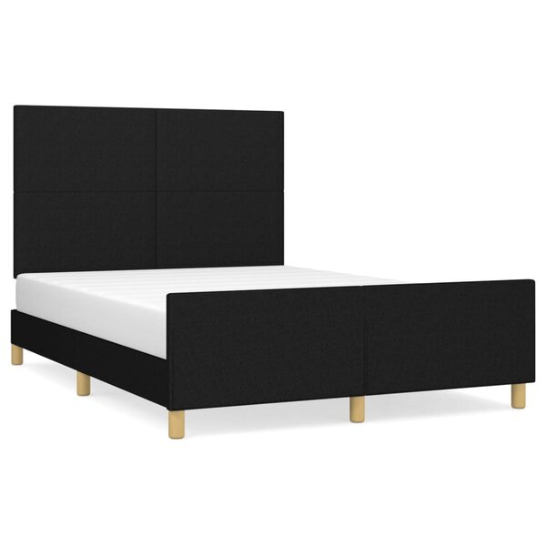 vidaXL Cadre de lit avec tête de lit Noir 140x200 cm Tissu
