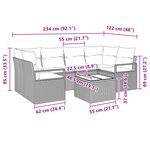 Ensemble de canapé de jardin de 7 pièces avec coussins en poly rotin noir