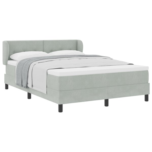 Lit Box Spring avec Matelas Gris clair 160x200 cm Velours