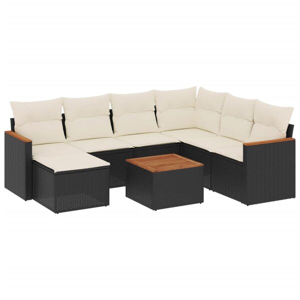 vidaXL Salon de jardin 8 Pièces avec coussins noir résine tressée
