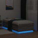 vidaXL Cadre de lit avec LED sans matelas sonoma gris 90x190 cm