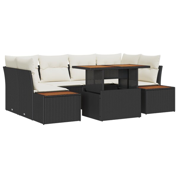 Set de 6 Canapés de Jardin avec Coussins en Rattan Noir