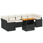 vidaXL Salon de jardin 8 Pièces avec coussins noir résine tressée