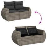 Set de 14 pièces de canapé de jardin avec coussins Gris Rotin Poly Acacia