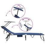 vidaXL Chaise longue pliante avec auvent bleu en tissu Oxford 600D