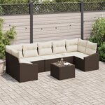 vidaXL Ensemble de canapés de jardin 8 pièces avec coussins en poly rotin marron