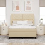 Lit Box Spring avec Matelas Crème 140x190 cm Tissu
