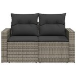 vidaXL Canapé de jardin 2 places avec coussins gris résine tressée