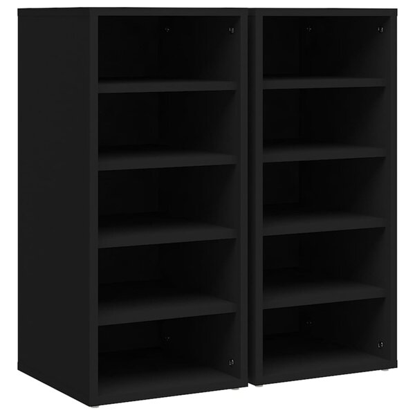 vidaXL Armoires à chaussures 2 Pièces Noir 31 5x35x70cm Bois d'ingénierie